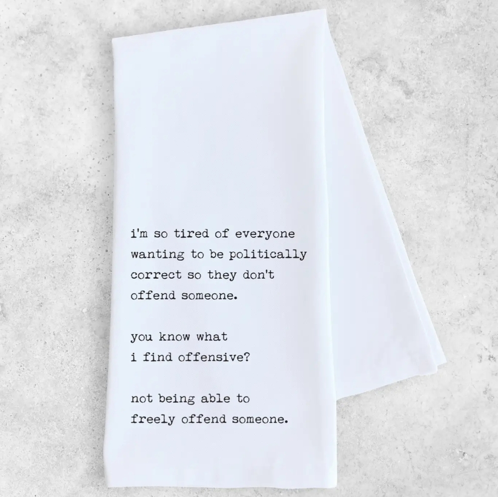 NWT SARCASTIC 100 Percent Cotton White Tea Towel